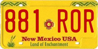 NM license plate 881ROR