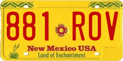NM license plate 881ROV