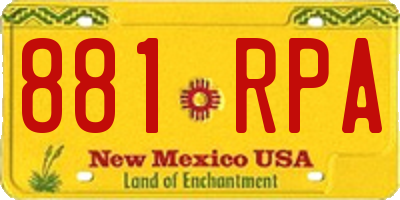 NM license plate 881RPA