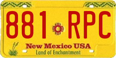 NM license plate 881RPC