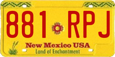 NM license plate 881RPJ