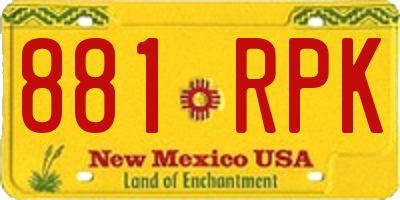 NM license plate 881RPK