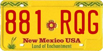 NM license plate 881RQG
