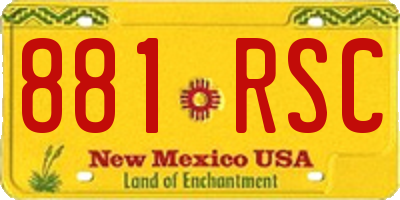 NM license plate 881RSC