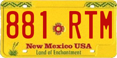 NM license plate 881RTM