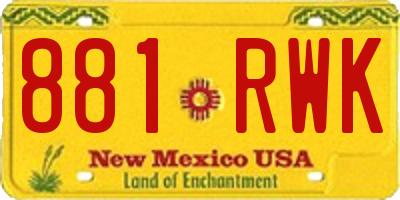 NM license plate 881RWK
