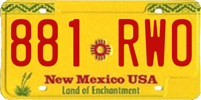 NM license plate 881RWO