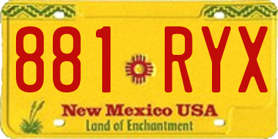 NM license plate 881RYX