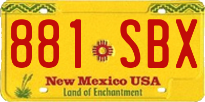 NM license plate 881SBX