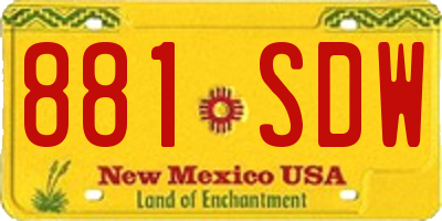 NM license plate 881SDW