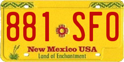 NM license plate 881SFO
