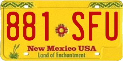 NM license plate 881SFU