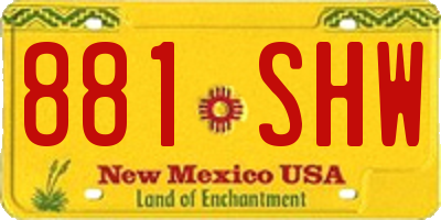 NM license plate 881SHW