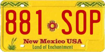 NM license plate 881SOP