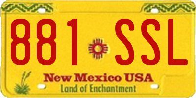 NM license plate 881SSL