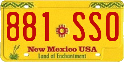 NM license plate 881SSO