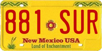 NM license plate 881SUR