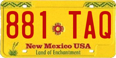 NM license plate 881TAQ