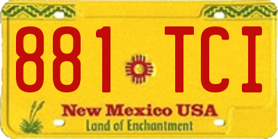 NM license plate 881TCI