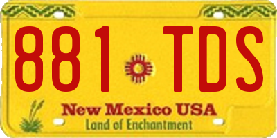 NM license plate 881TDS