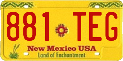 NM license plate 881TEG