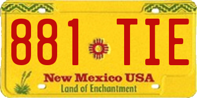 NM license plate 881TIE
