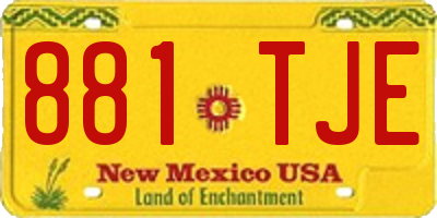 NM license plate 881TJE