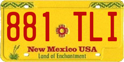 NM license plate 881TLI