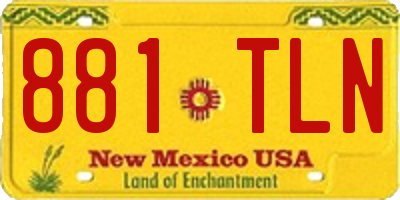 NM license plate 881TLN