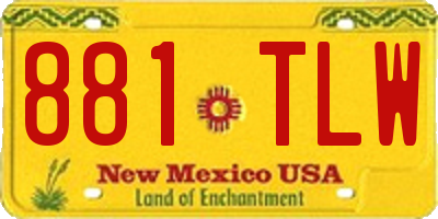 NM license plate 881TLW