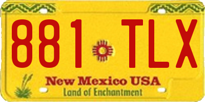 NM license plate 881TLX