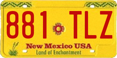 NM license plate 881TLZ