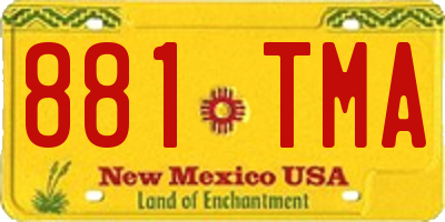 NM license plate 881TMA