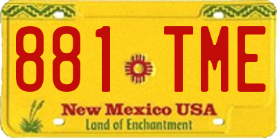 NM license plate 881TME