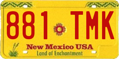NM license plate 881TMK