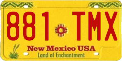 NM license plate 881TMX