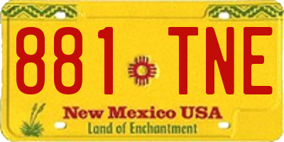 NM license plate 881TNE