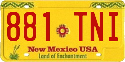 NM license plate 881TNI