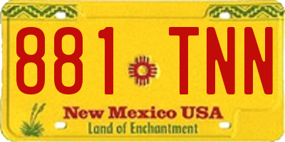 NM license plate 881TNN
