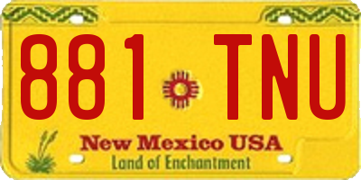 NM license plate 881TNU
