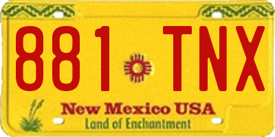 NM license plate 881TNX
