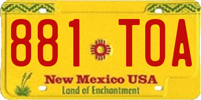 NM license plate 881TOA
