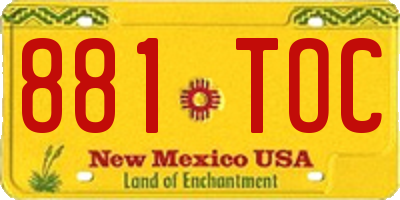 NM license plate 881TOC