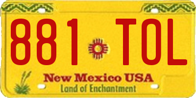 NM license plate 881TOL