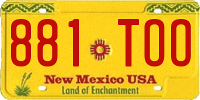 NM license plate 881TOO