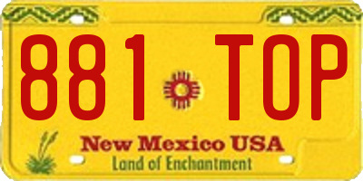 NM license plate 881TOP