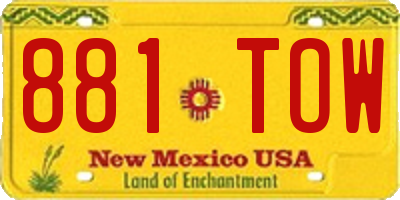 NM license plate 881TOW