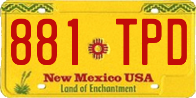NM license plate 881TPD