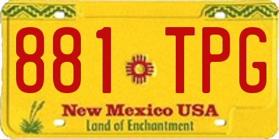 NM license plate 881TPG