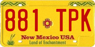 NM license plate 881TPK